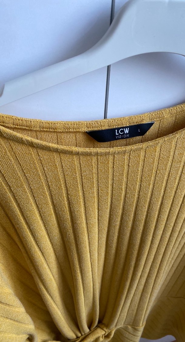 Sarı Uzun Kollu Salaş Triko - Görsel 2