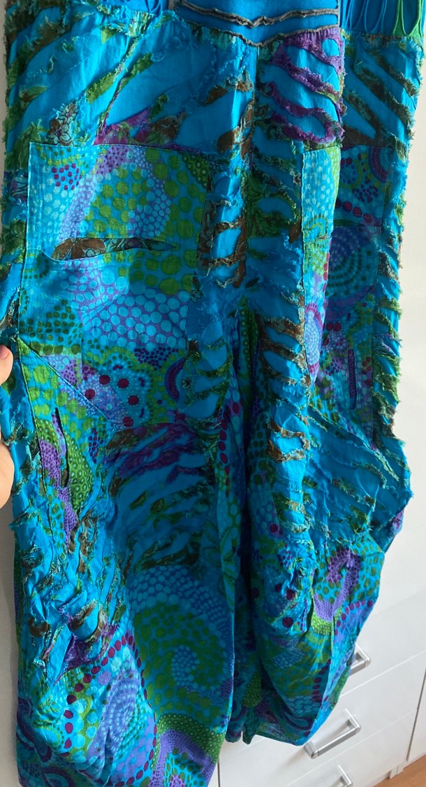 Mavi Desenli Bohem Pamuk Elbise - Görsel 2