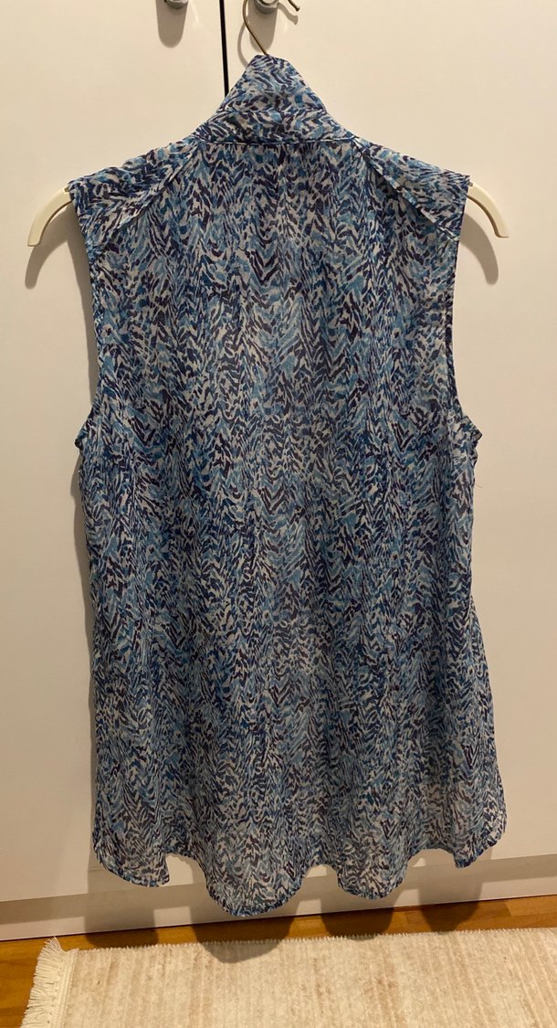 Düğmeli Bohem Desenli Kolsuz Gömlek - Görsel 3