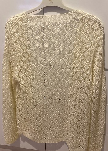 Örgü Ekru Renk Kadın Hırka - Görsel 3