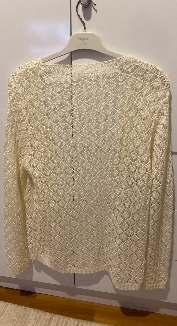 Örgü Ekru Renk Kadın Hırka - Görsel 3