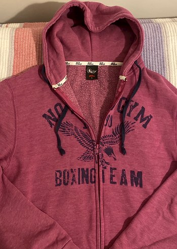 Koyu Fuşya/Pembe Fermuarlı Kapüşonlu Sweatshirt - Görsel 3