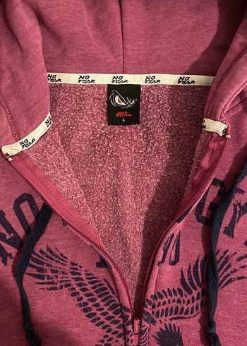 Koyu Fuşya/Pembe Fermuarlı Kapüşonlu Sweatshirt - Görsel 2