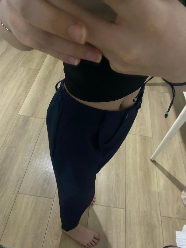 Lacivert havuç kadın Boyfriend Pantolon - Görsel 4