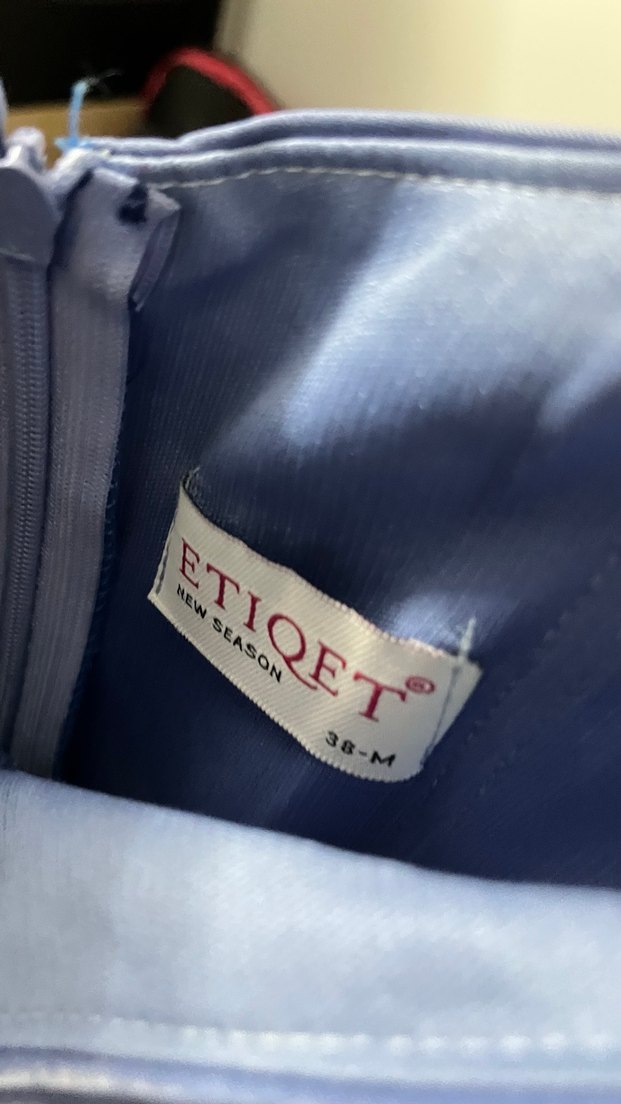 Drapeli Straplez Uzun Mavi Abiye Elbise - Görsel 4