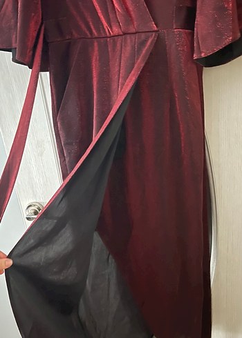 Bordo Uzun Gotik Kadın Kadife Elbise - Görsel 2