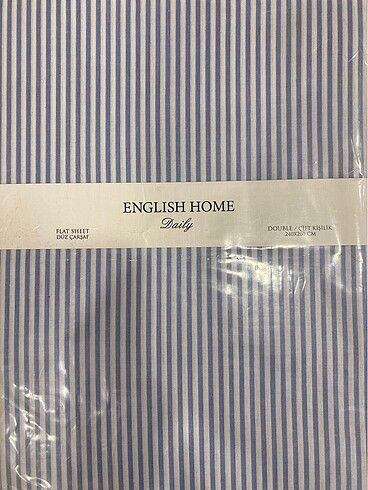 English Home çift kişilik çizgili düz çarşaf