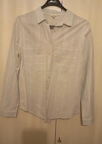 Koton Beyaz Çizgili Mavi Gömlek  Klasik & Şık - Görsel 2