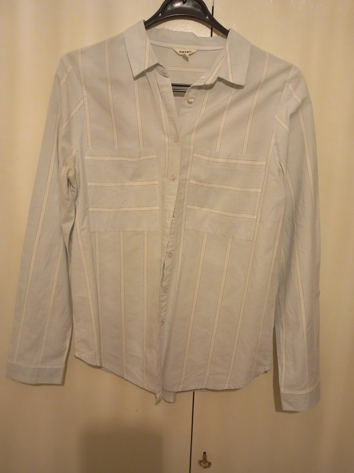 Koton Beyaz Çizgili Mavi Gömlek  Klasik & Şık - Görsel 2