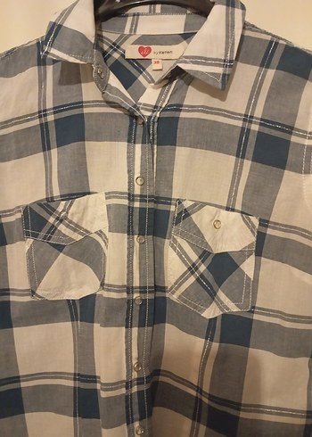 Koton Mavi Beyaz Ekose Gömlek  Klasik & Rahat - Görsel 2