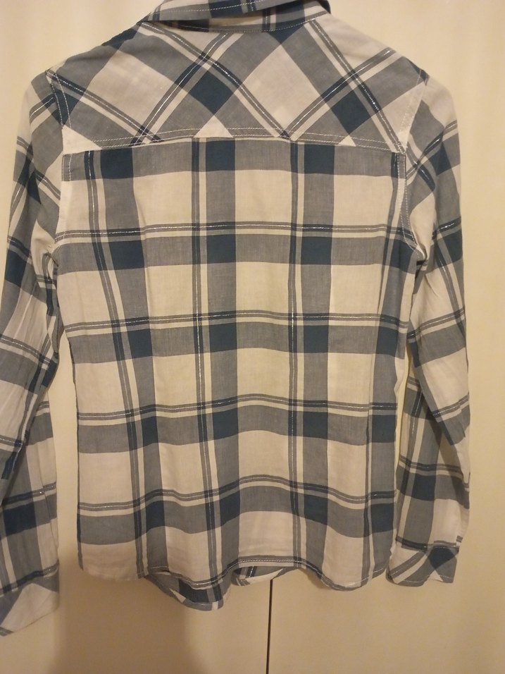 Koton Mavi Beyaz Ekose Gömlek  Klasik & Rahat - Görsel 3