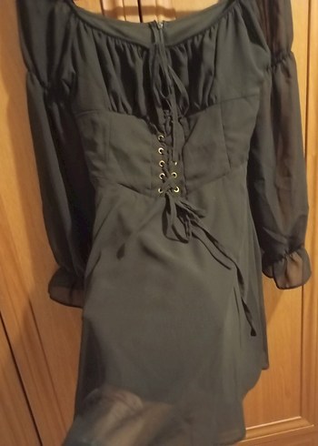 Siyah Uzun Kollu Midi Elbise - Görsel 6