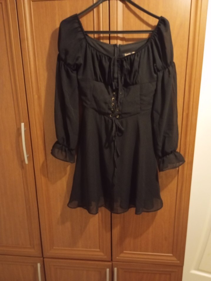 Siyah Uzun Kollu Midi Elbise - Görsel 2