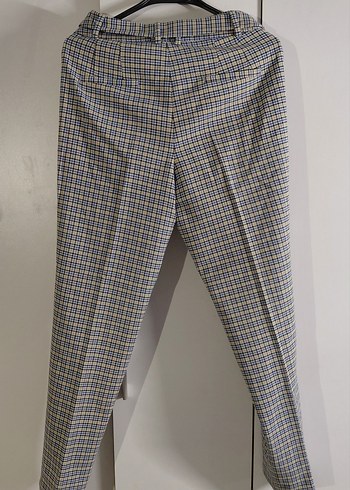 Mavi Ekoseli Kadın Kumaş Pantolon - Görsel 5