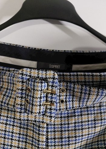 Mavi Ekoseli Kadın Kumaş Pantolon - Görsel 3