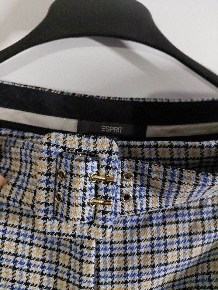 Mavi Ekoseli Kadın Kumaş Pantolon - Görsel 3