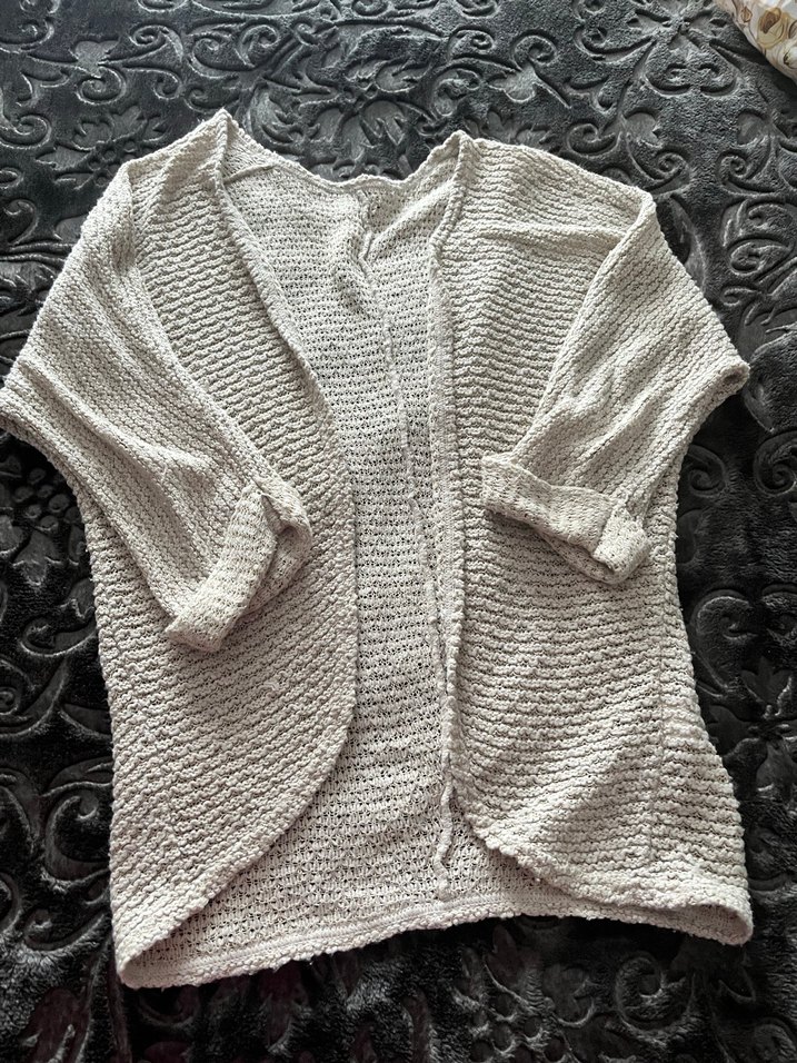 Bohem Gri Örgü Delikli Kadın Hırka - Görsel 2