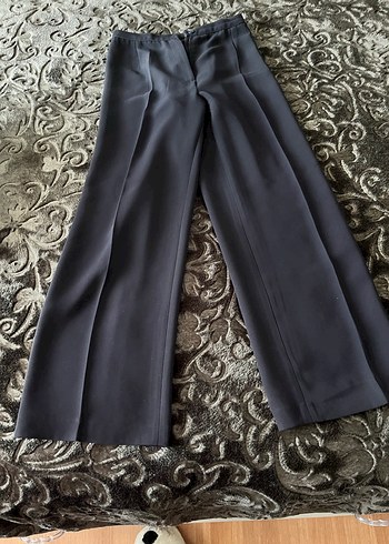 Lacivert Kadın Pilili Kumaş Pantolon - Görsel 2