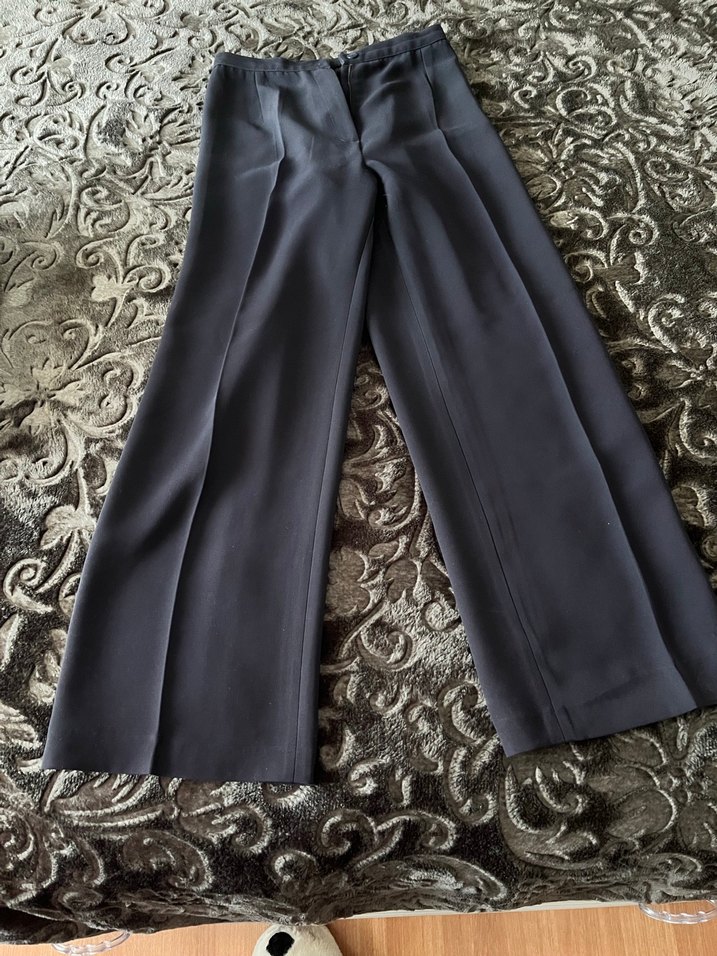 Lacivert Kadın Pilili Kumaş Pantolon - Görsel 2