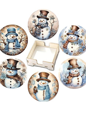 Kar Temalı Yeni Yıl Bardak Altlıkları Seti