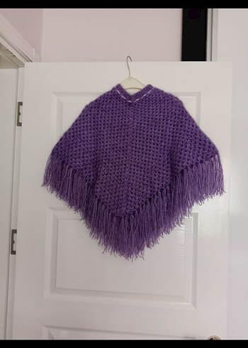 Mor  Örgü Kız Panço ve şapka - Görsel 4