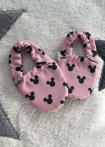 Düğmeli Pembe Kız Bebek Ev Ayakkabısı - Görsel 2