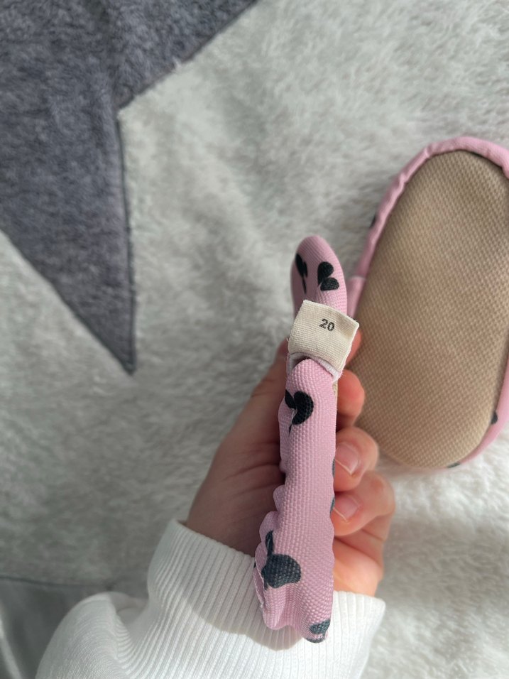 Düğmeli Pembe Kız Bebek Ev Ayakkabısı - Görsel 5