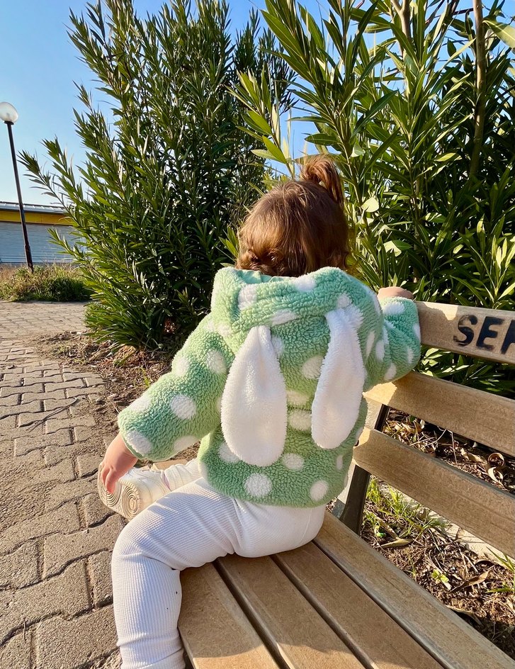  Bebetto Kız Çocuk Kapüşonlu Puantiyeli Polar Sweatshirt - Görsel 2