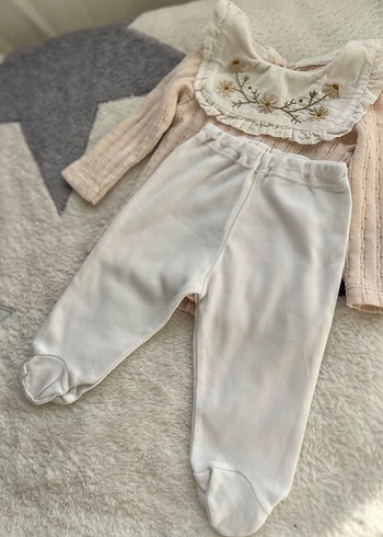 Pudra Rengi Nakışlı Triko Bebek Kız Takımı - Görsel 2