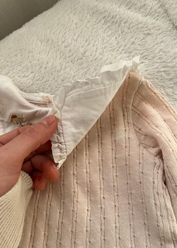 Pudra Rengi Nakışlı Triko Bebek Kız Takımı - Görsel 5