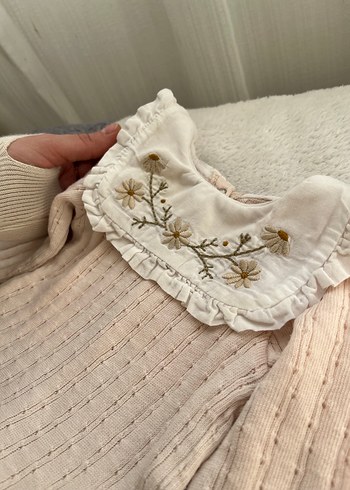 Pudra Rengi Nakışlı Triko Bebek Kız Takımı - Görsel 6