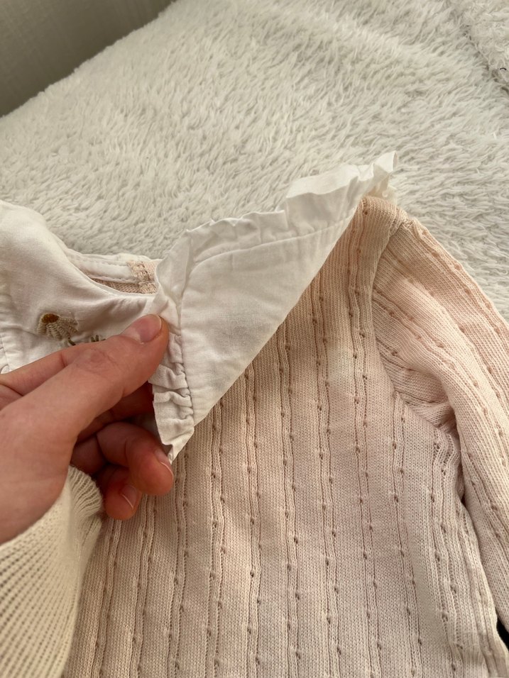 Pudra Rengi Nakışlı Triko Bebek Kız Takımı - Görsel 5