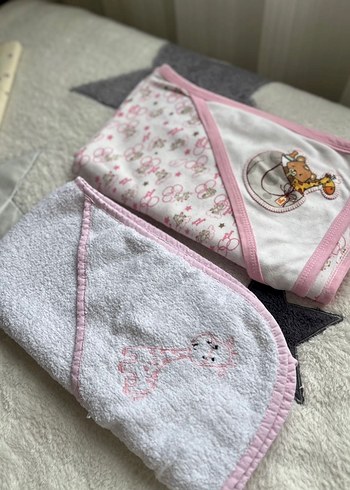  3lü Set Pembe Kız Bornoz Havlu Battaniye - Görsel 2