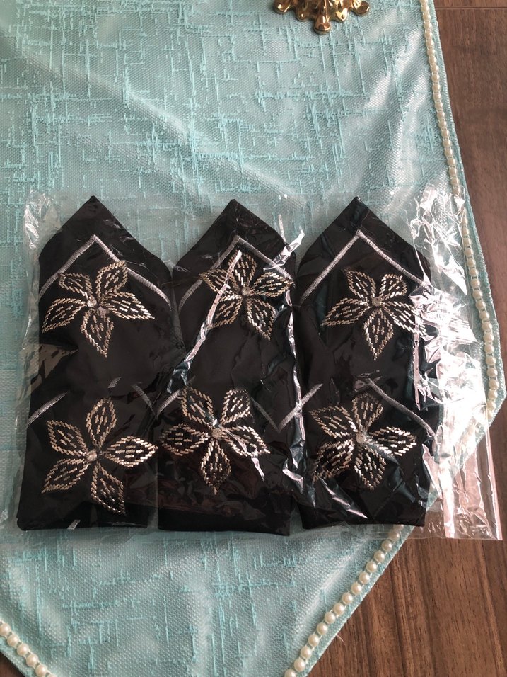 Tel kırma Nakış İşlemeli Siyah peçete takım - Görsel 4