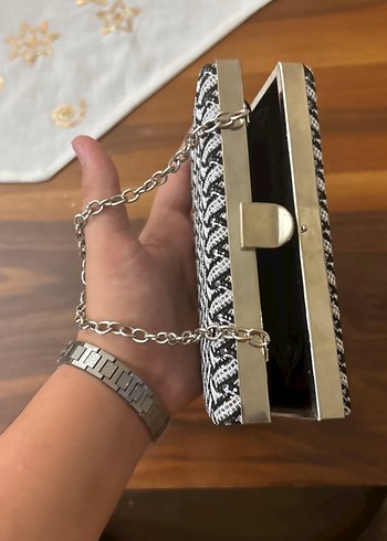 Gri Örgü Kadın Portföy Çanta - Görsel 3