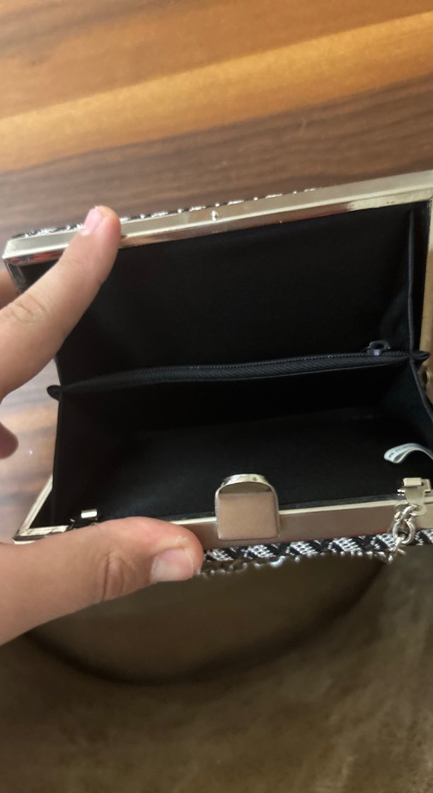 Gri Örgü Kadın Portföy Çanta - Görsel 4