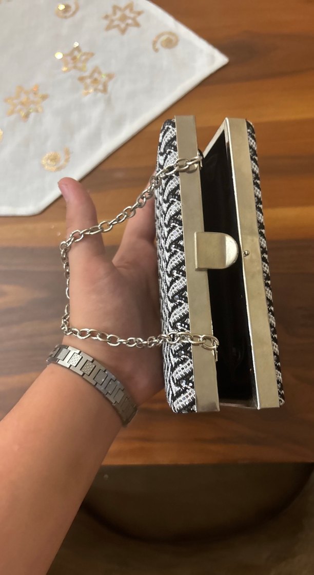 Gri Örgü Kadın Portföy Çanta - Görsel 3