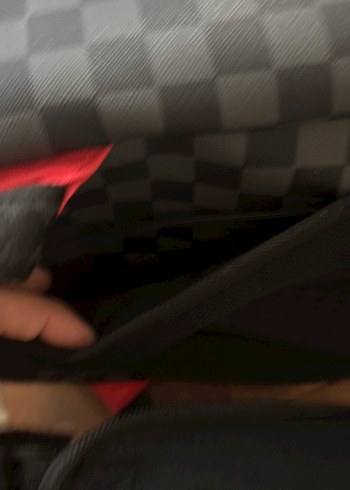 Siyah Gri Kareli Deri Kadın Sırt Çantası - Görsel 3