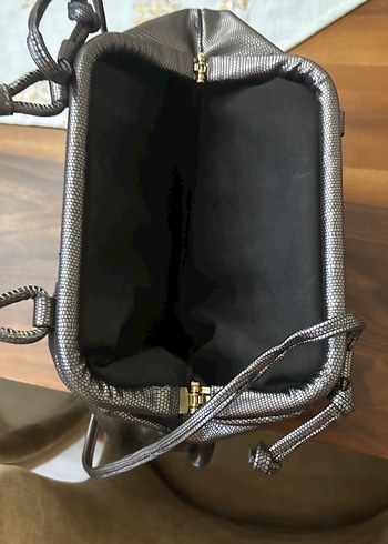 Gri Deri Yılan Desenli Kadın Çanta - Görsel 3