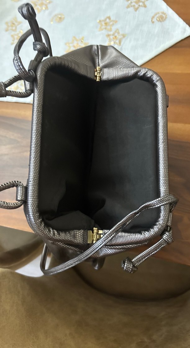 Gri Deri Yılan Desenli Kadın Çanta - Görsel 3