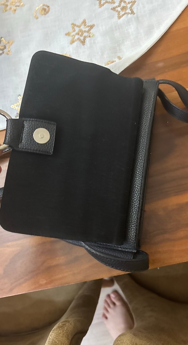 Siyah Süet Tokalı Kadın Çanta - Görsel 3