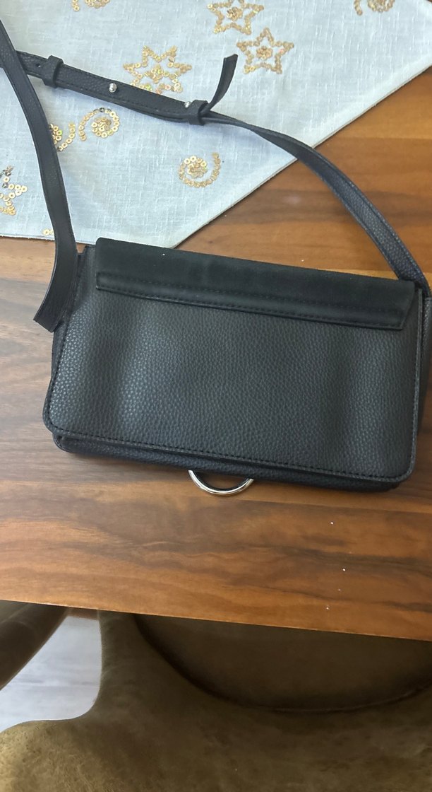 Siyah Süet Tokalı Kadın Çanta - Görsel 2