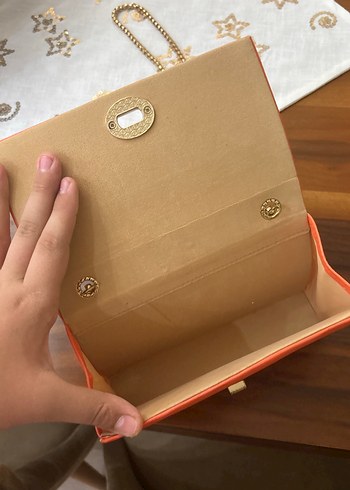 Zincir Detaylı Turuncu Deri Kadın Çanta - Görsel 2