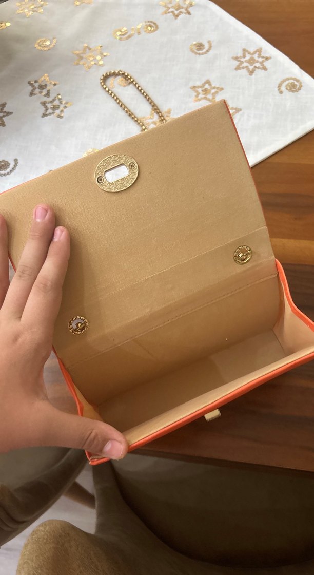 Zincir Detaylı Turuncu Deri Kadın Çanta - Görsel 2