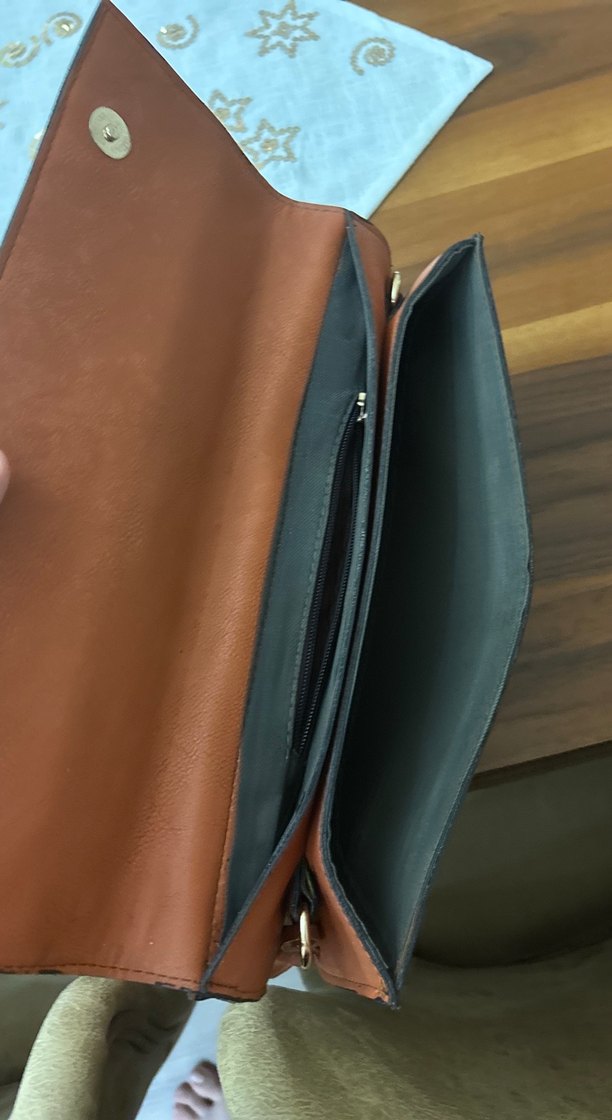 Kahverengi Yılan Desenli Deri Kadın Portföy Çanta - Görsel 3