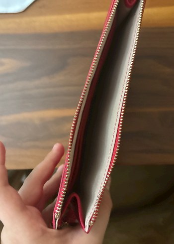 Kırmızı Fermuarlı Deri Kadın Çanta - Görsel 4