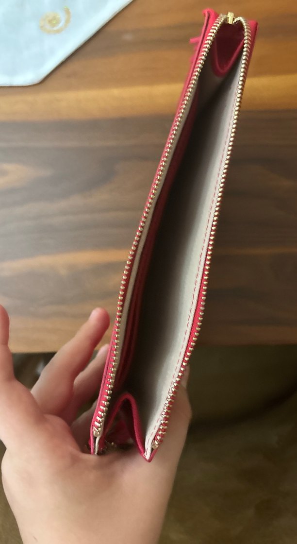 Kırmızı Fermuarlı Deri Kadın Çanta - Görsel 4