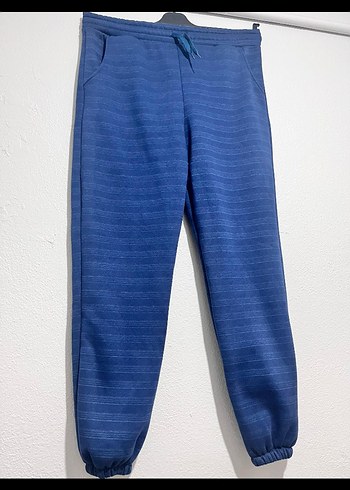 Kadın Mavi Bol Kesim Denim Eşofman Altı - Görsel 2