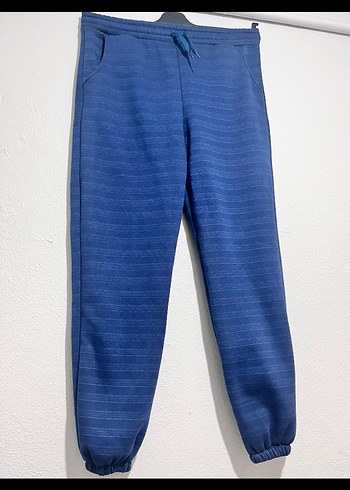 Kadın Mavi Bol Kesim Denim Eşofman Altı - Görsel 3