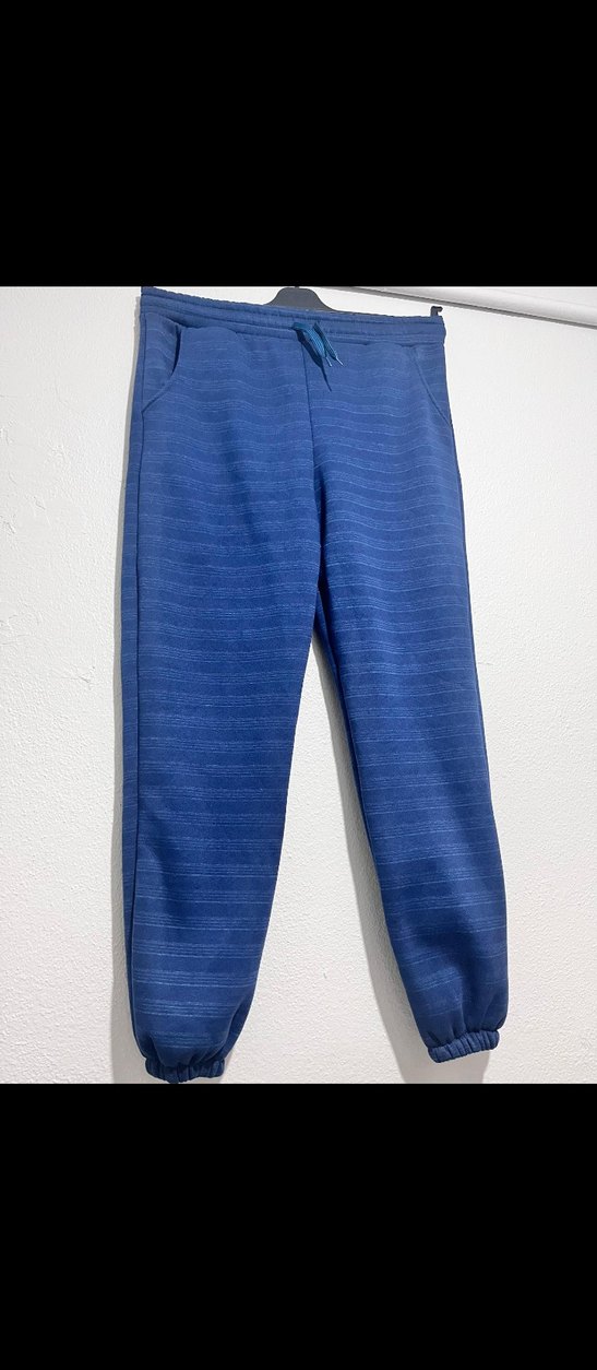 Kadın Mavi Bol Kesim Denim Eşofman Altı - Görsel 2